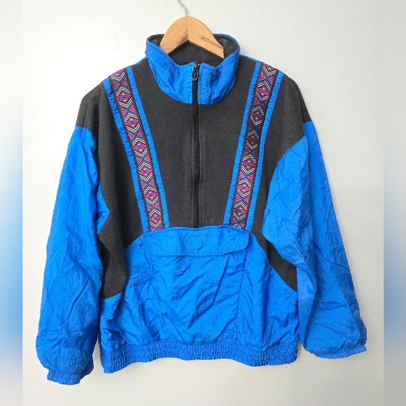 lavon Sweaters - Vintage 80's 90's Lavon by Cheerful Corp Blue 1/2 Zip Sweater Size Medium *Read*